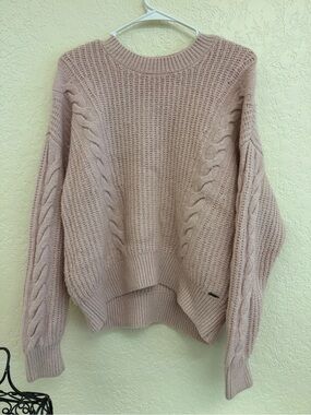 Abercrombie and fitch Cozy Cable Knit Pullover Sweater - Blush Pink
